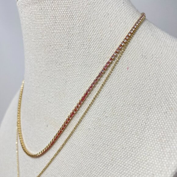 Disney Minnie‎ Mouse Necklace Gold-Tone Pink Rhinestone Soft Girl Dainty - Picture 4 of 9